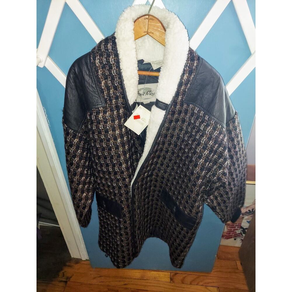first class 100% acrylic with genuine leather trim jacket